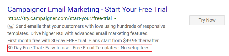 exemplu de extensii cu înștiințări pe anunțurile bing.