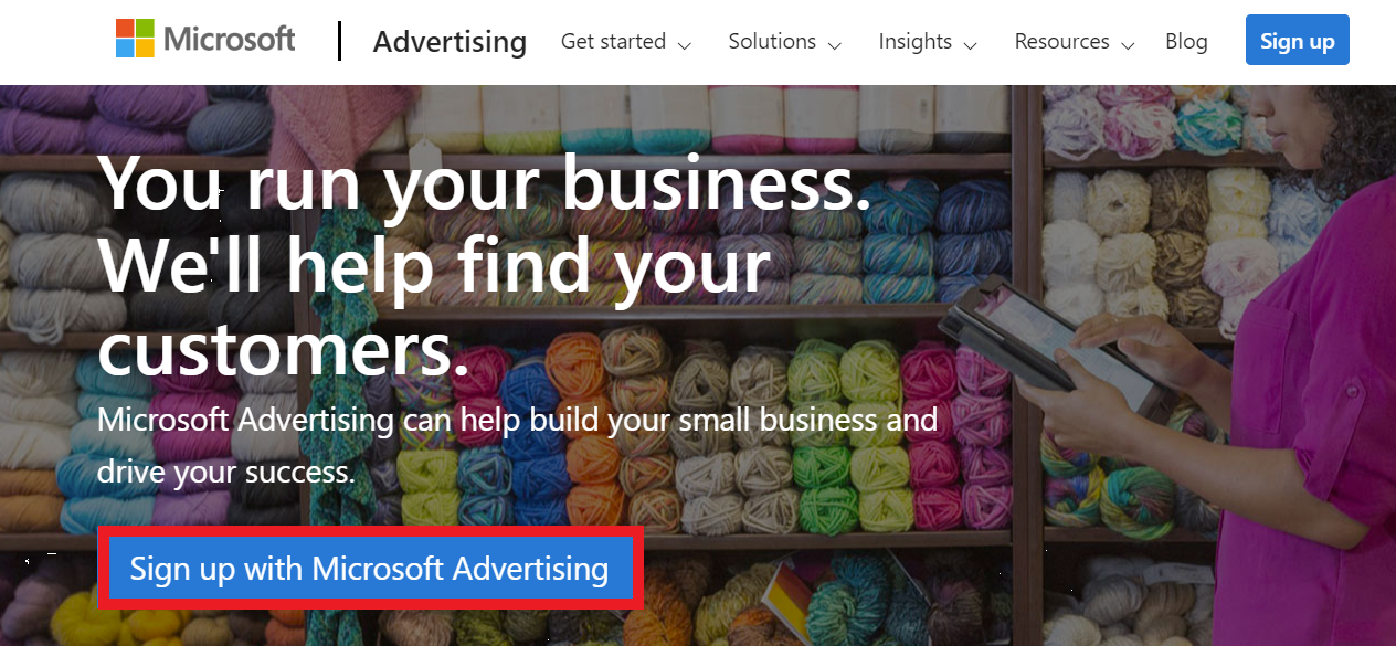 pagina de pornire a reclamelor Microsoft.