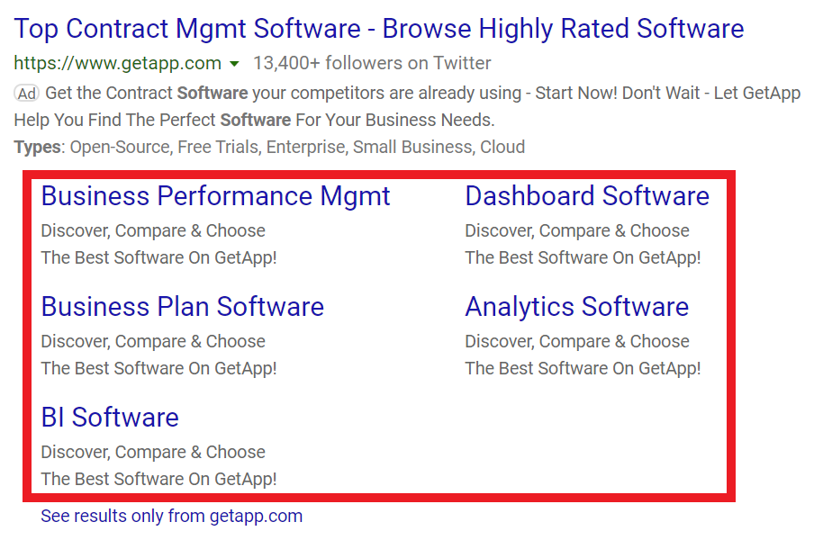 extensii de sitelink pentru anunțurile bing.