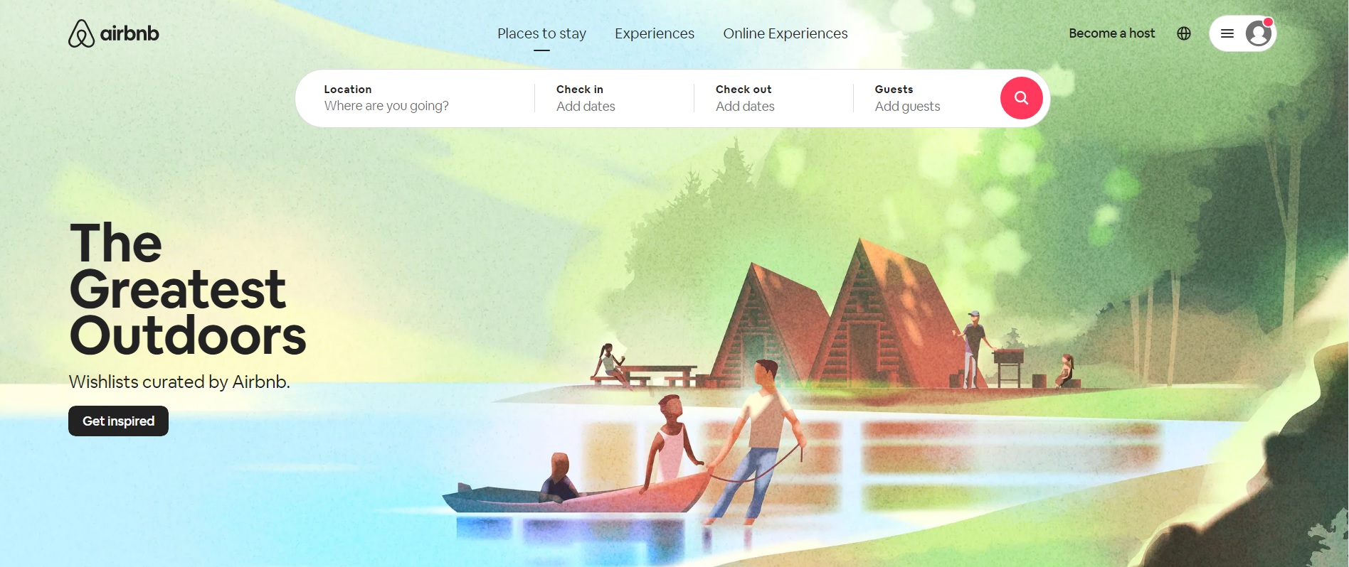 Airbnb في الهواء الطلق التوضيح التخييم على البحيرة