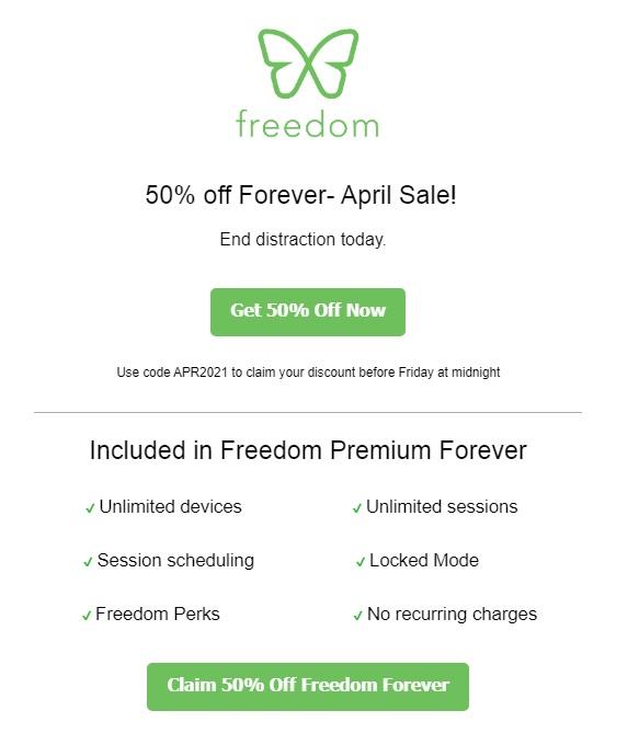 خصم Freedom 50٪ خصم