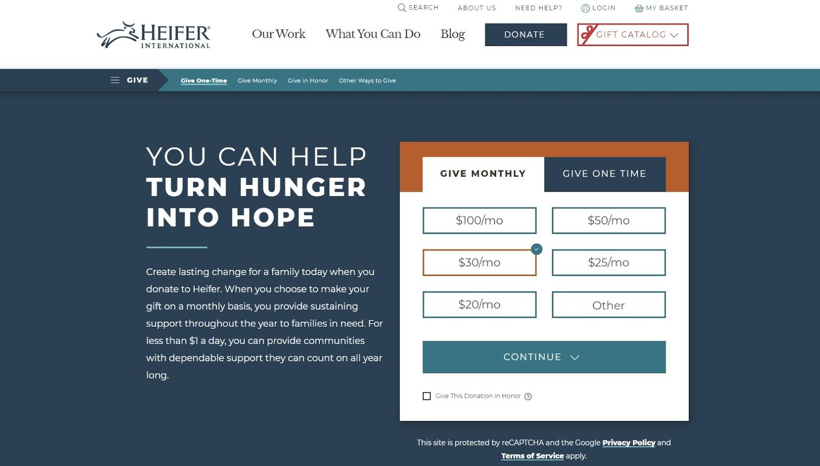 هايفر انترناشونال تحول الجوع إلى أمل في صفحة التبرع