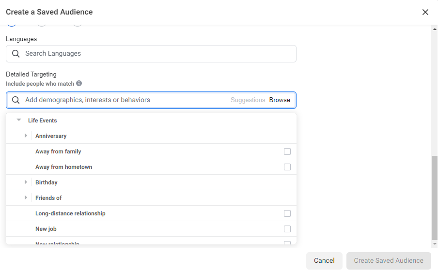 Erstellen Sie eine gespeicherte Zielgruppe für Facebook-Anzeigen