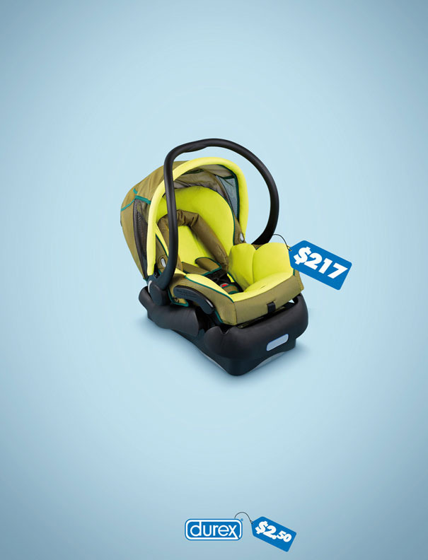 Anuncio de Durex de imagen de una silla de coche.