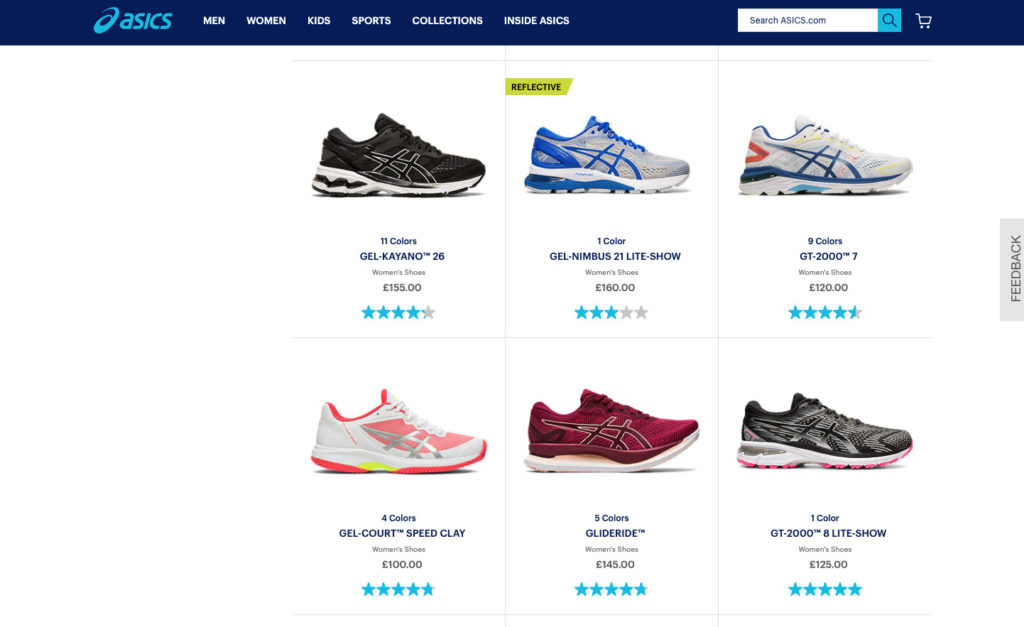 Imagen de la tienda online de Oasics.