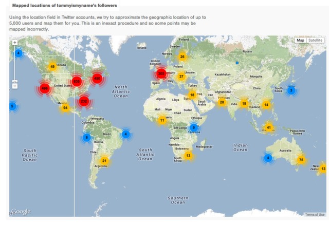Followerwonk konumları raporu.