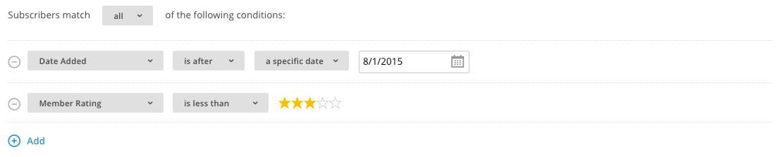 Profiluri de actualizare MailChimp.