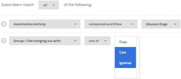 Activitate de automatizare MailChimp.