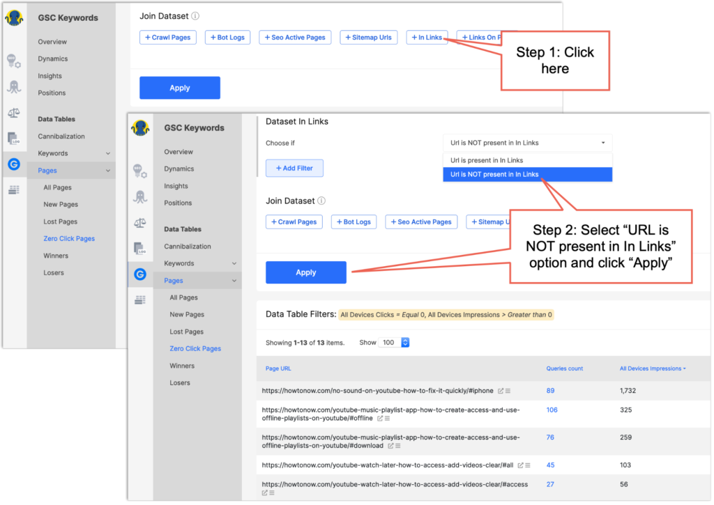 Datensatz beitreten.