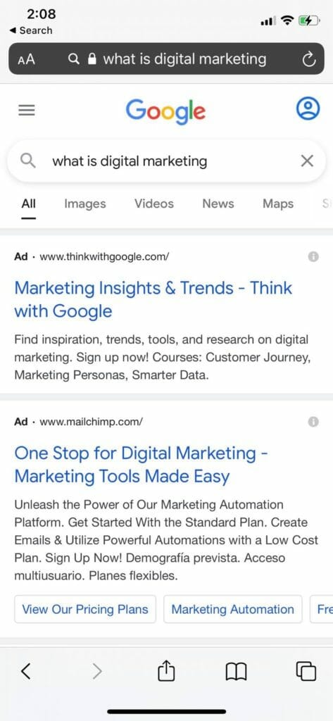 Mobil cihazlarda dijital pazarlama araması nedir?