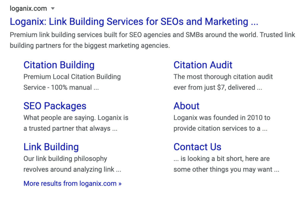 Site bağlantıları.