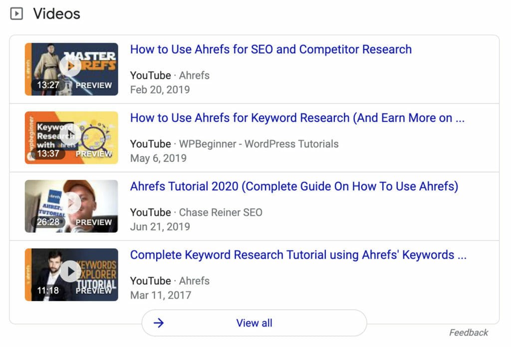 Video carousels örneği A.