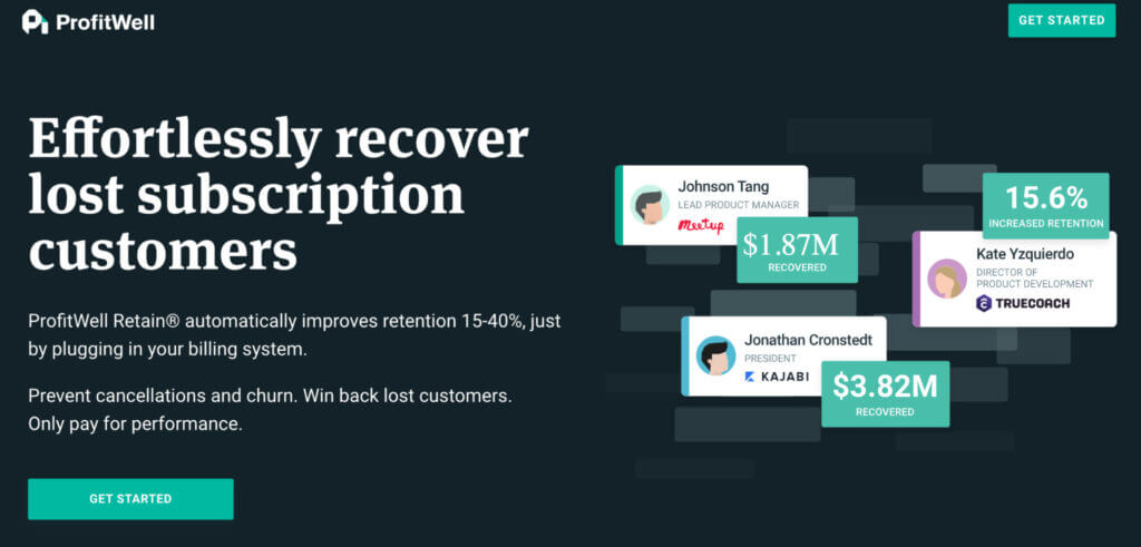 Esempio di pagina di destinazione da ProfitWell
