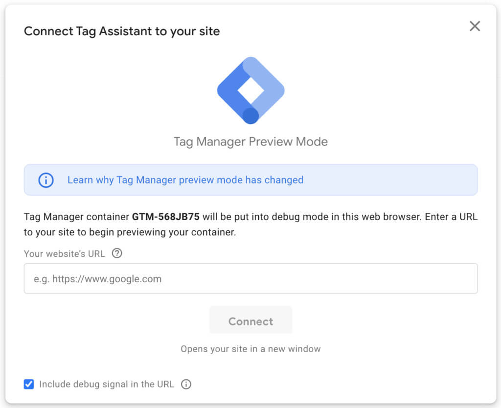 โหมดแสดงตัวอย่าง Google Tag Manager (ผู้ช่วย)