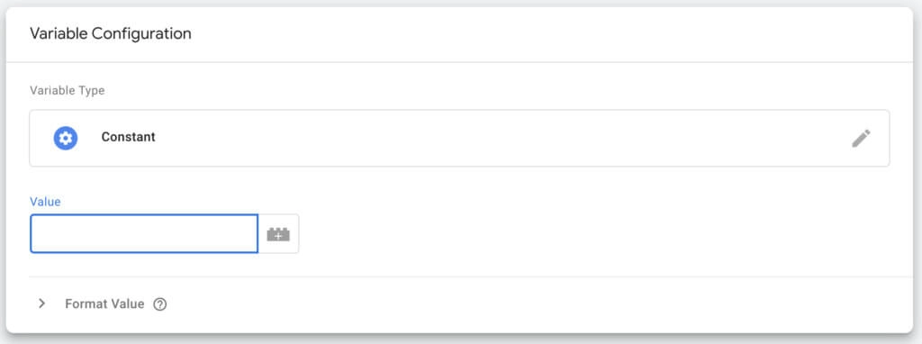 การกำหนดค่าตัวแปรคงที่ของ Google Tag Manager