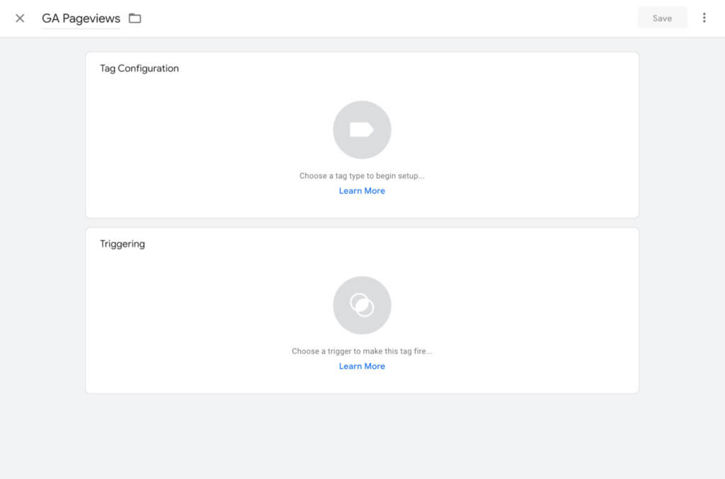 การกำหนดค่าแท็ก Google Tag Manager และทริกเกอร์มุมมอง