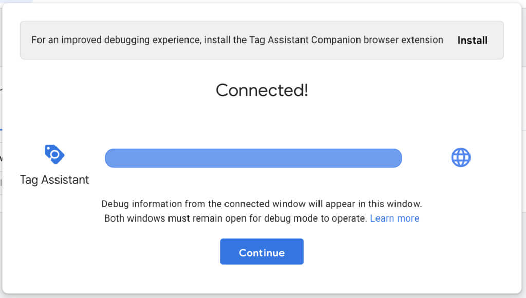 การเชื่อมต่อ Google Tag Manager สำเร็จ