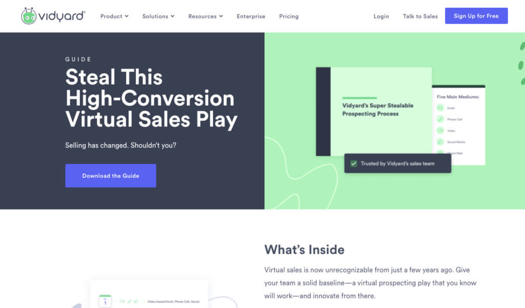 Exemplu de generare de clienți potențiali pentru cărți electronice Vidyard