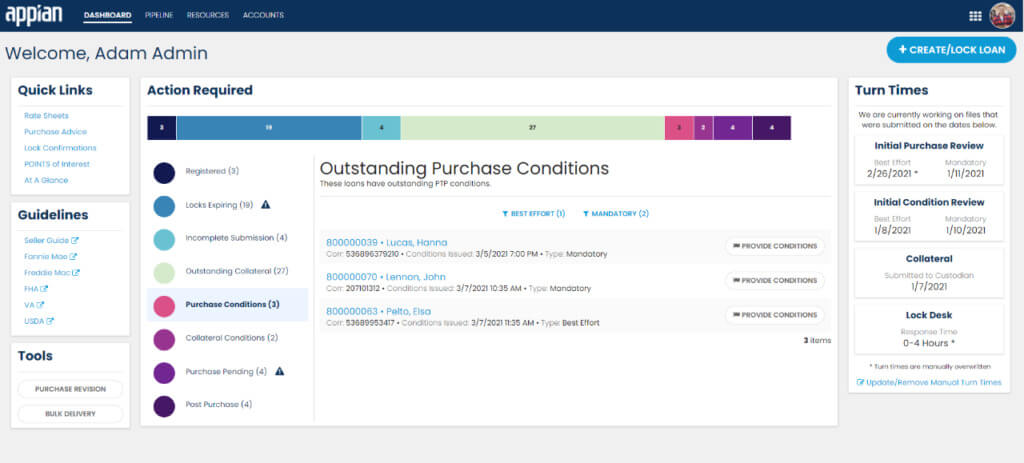 Captură de ecran Appian (instrument low-code)