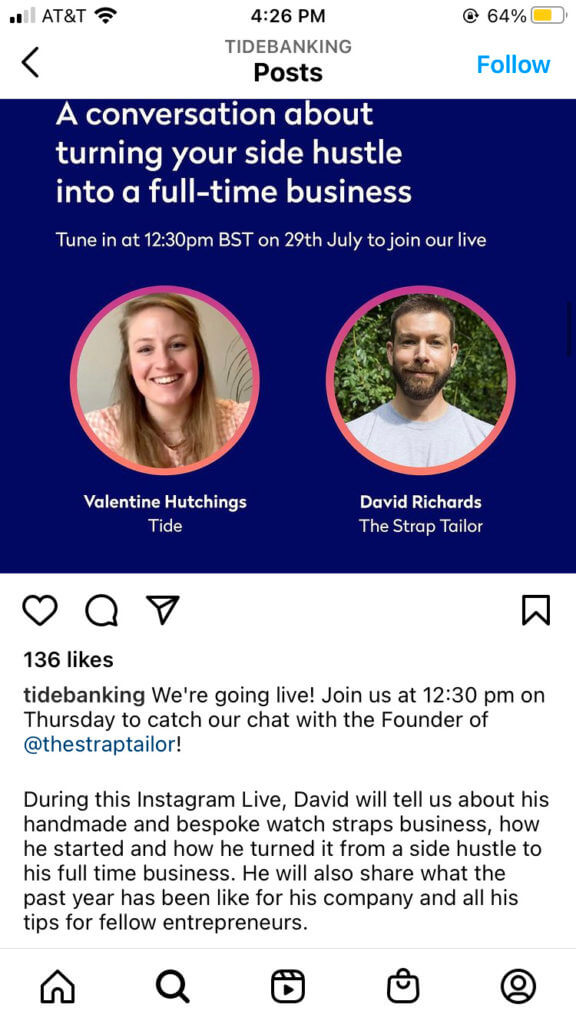 Beispiel für einen Instagram-Post von Tide