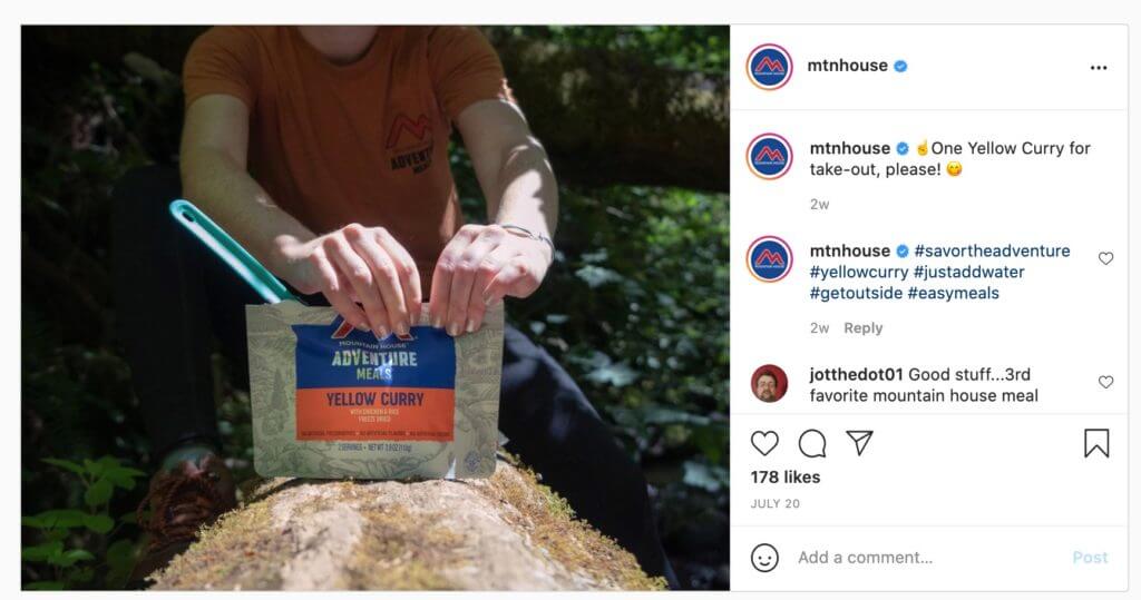 Beispiel für einen Instagram-Post von Mountain House