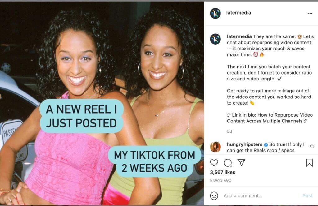 Beispiel für einen Instagram-Post von Later