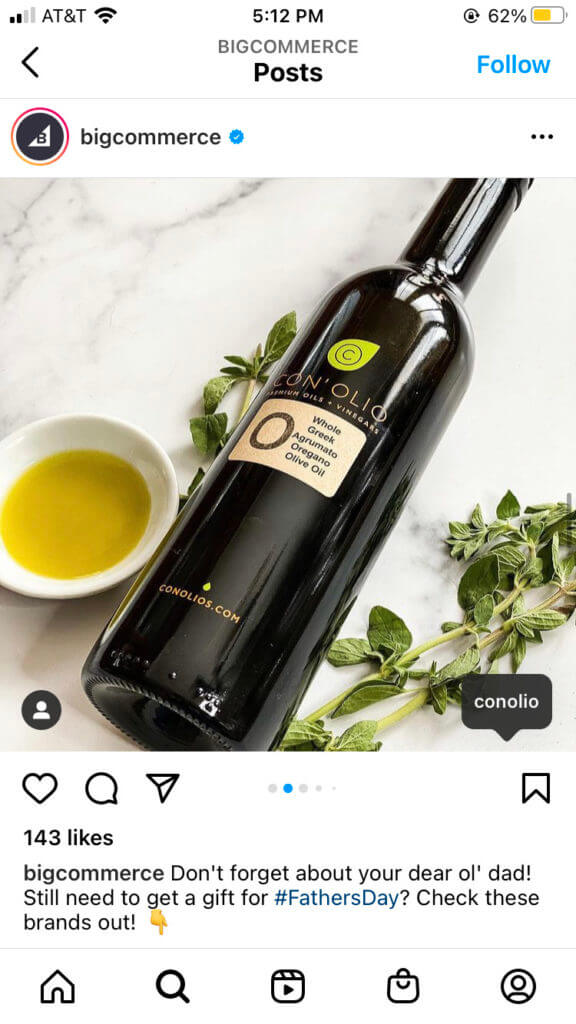 Beispiel eines Instagram-Posts von BigCommerce