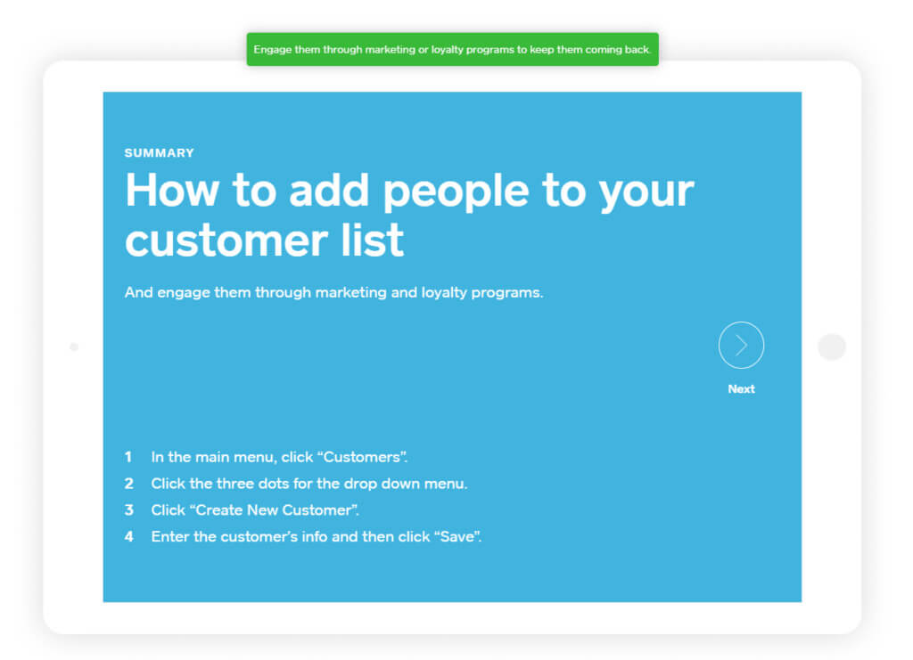 Kwadratowe podsumowanie POS i CTA