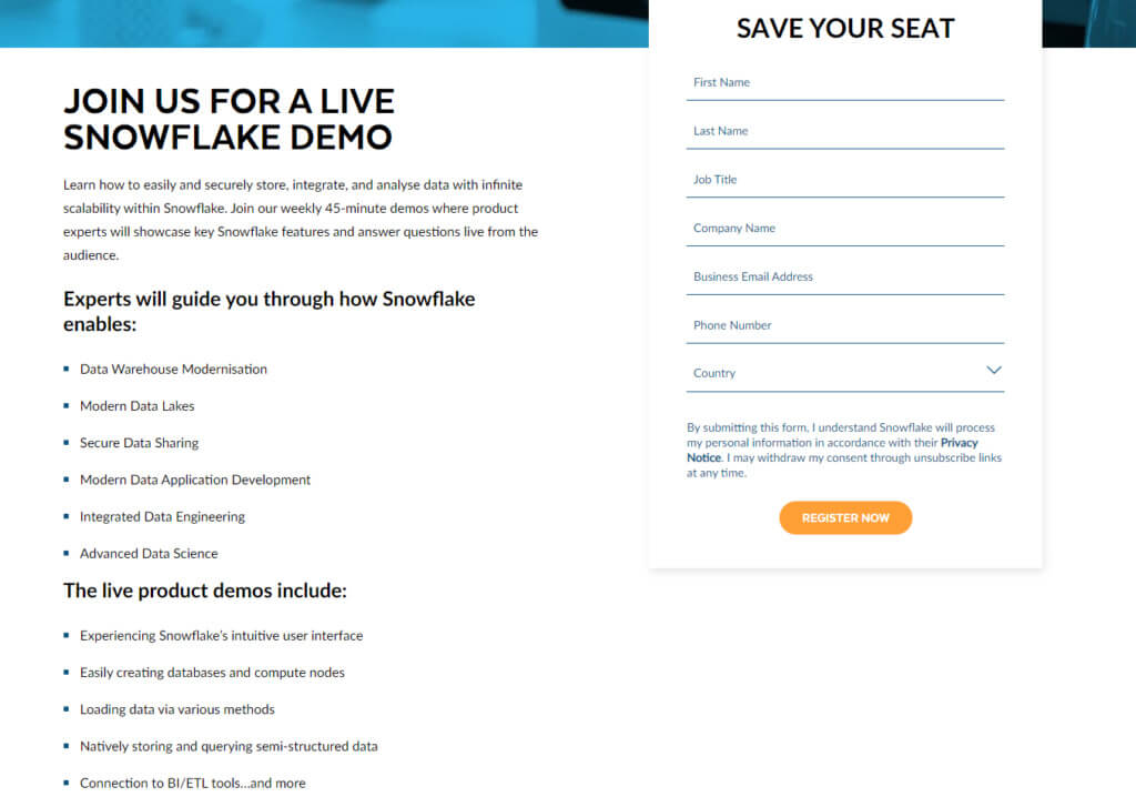 Formularz demonstracyjny płatka śniegu