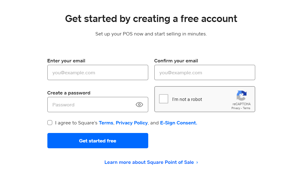 Kwadratowy formularz rejestracji