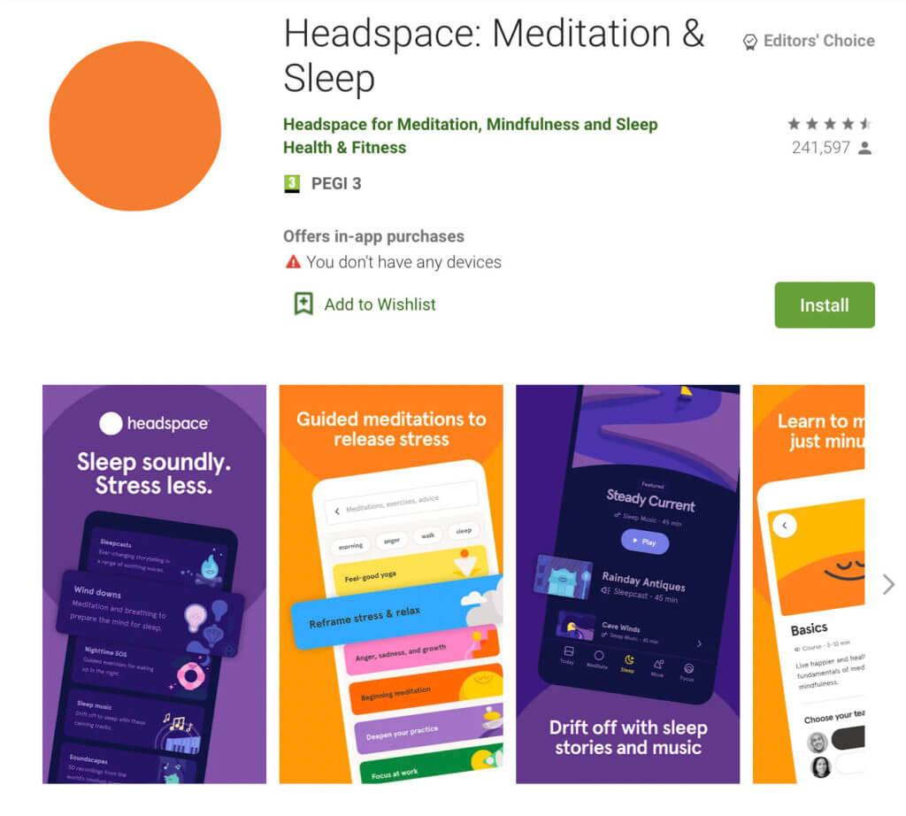 Скриншот приложения Headspace