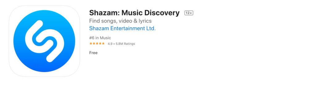 Скриншот приложения Shazam (Apple)