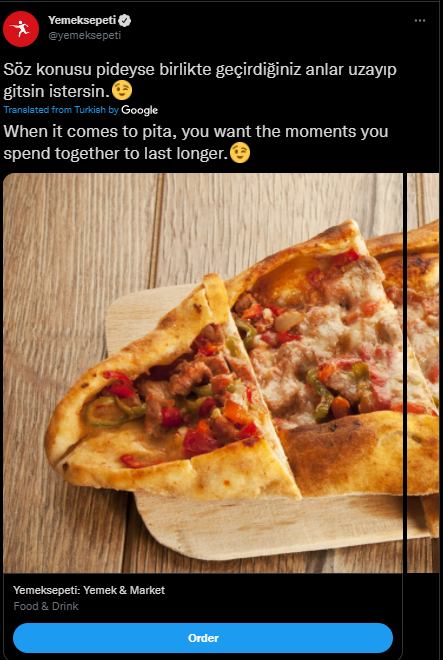 Yemeksepeti 的推特廣告