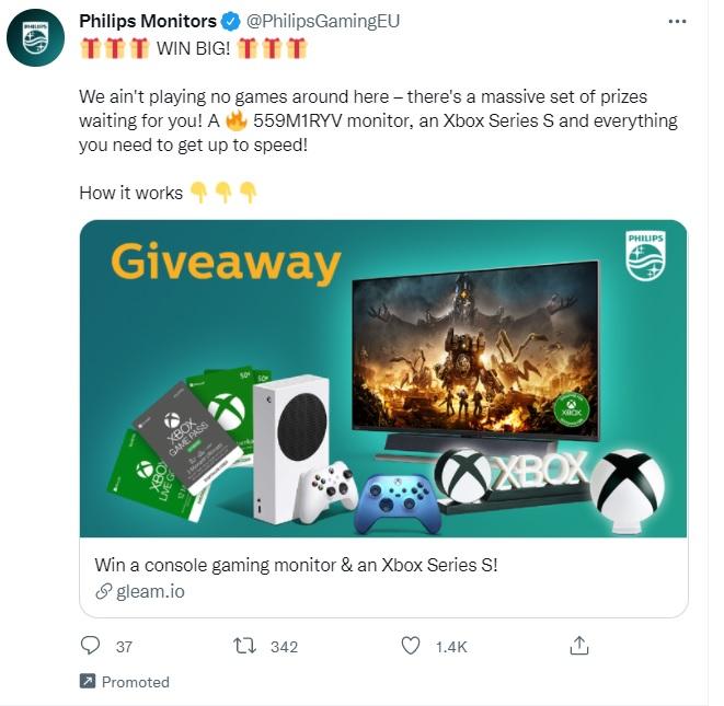 飛利浦顯示器的 Twitter 廣告示例