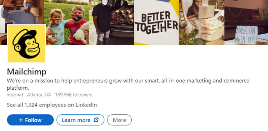 tangkapan layar mailchimp di linkedin