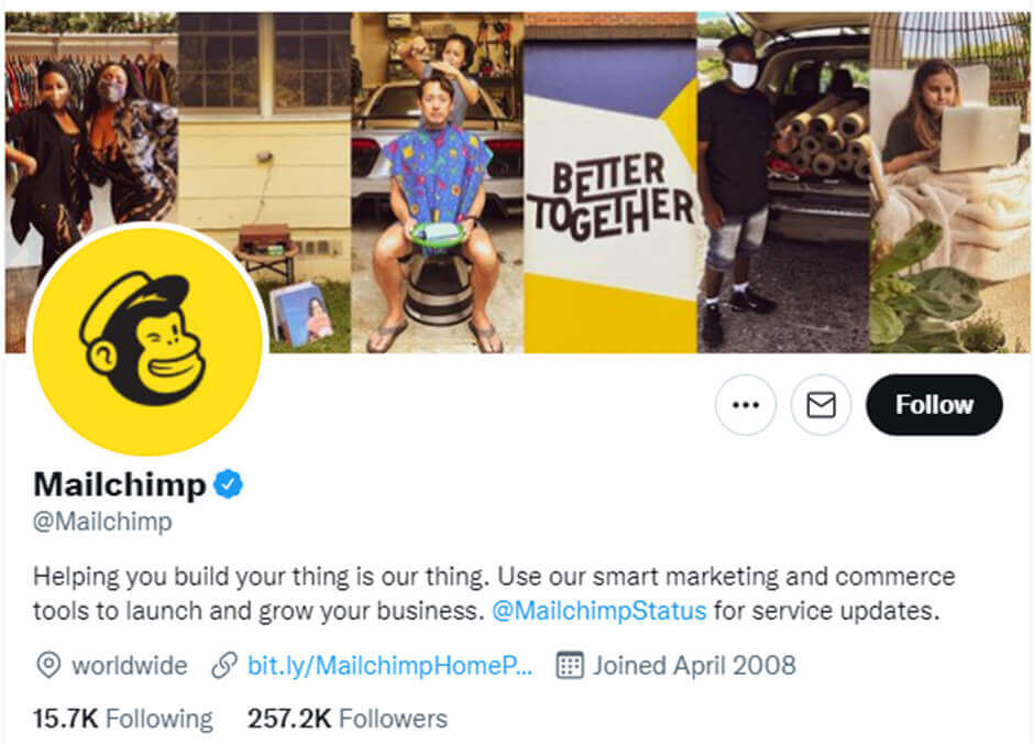 tangkapan layar mailchimp di twitter