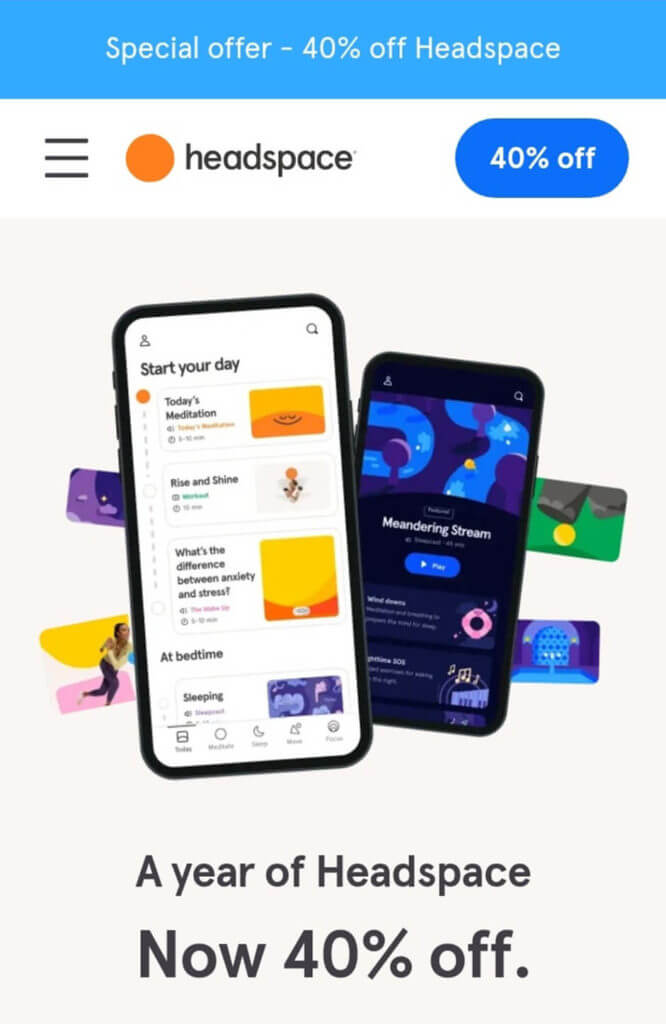 tangkapan layar iklan facebook headspace