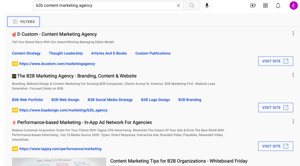 Exemplu de cercetare a concurenței YouTube