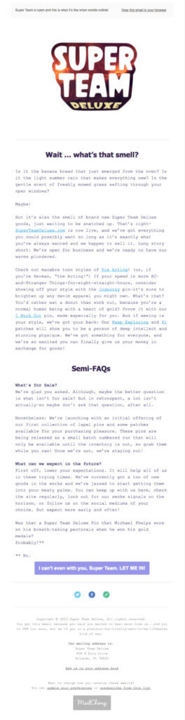 Correo electrónico de lanzamiento del producto Super Team