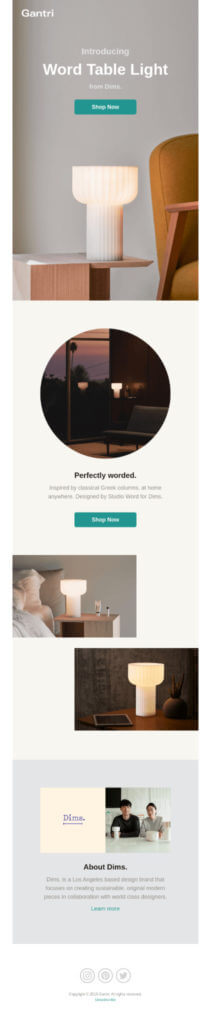 Correo electrónico de lanzamiento del producto Dims