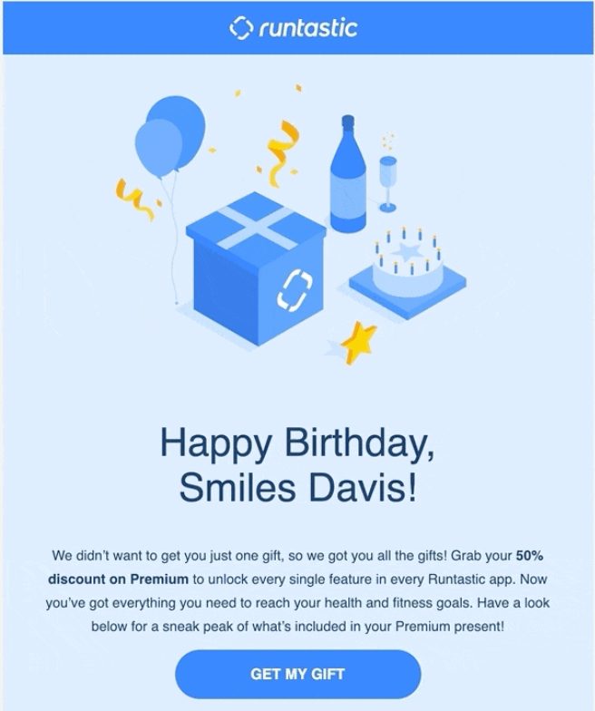 Exemplu de e-mail Runtastic