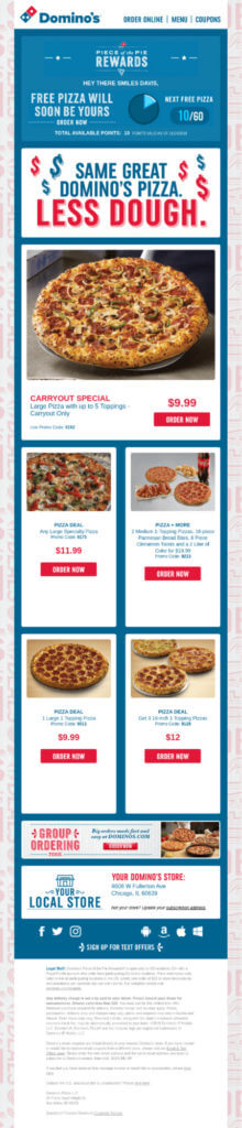 Exemplu de e-mail Dominos