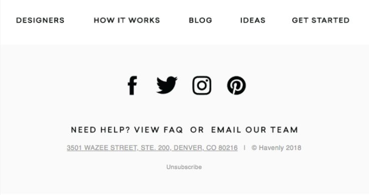 Exemplu de e-mail Havenly