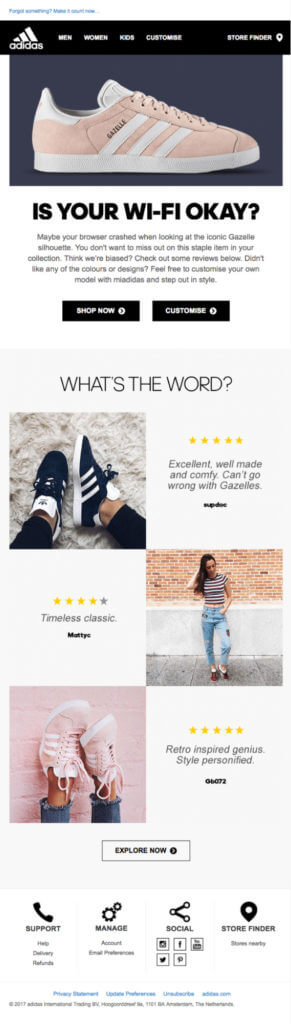 Exemplu de e-mail Adidas