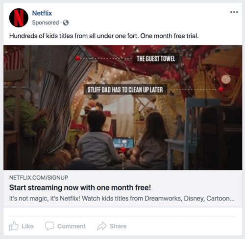 Postare pe Facebook sponsorizată de Netflix