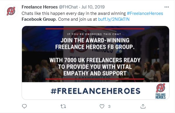 Evento do grupo Freelance Heroes no Facebook