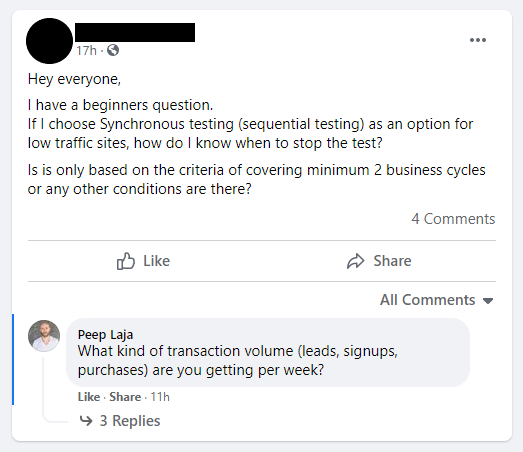 Interação do grupo CXL no Facebook