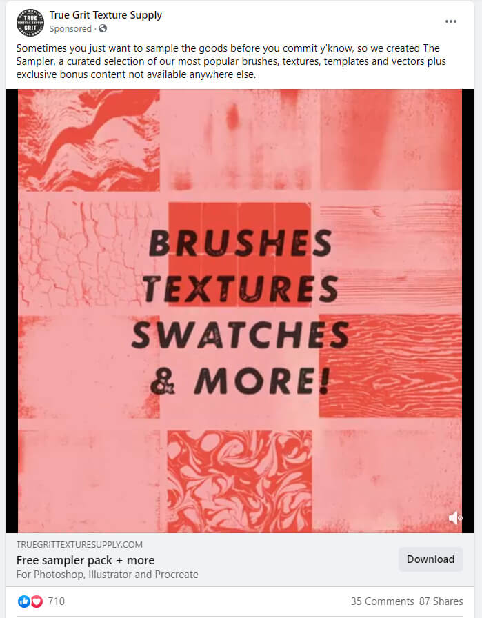 Contoh posting sosial dari True Grit