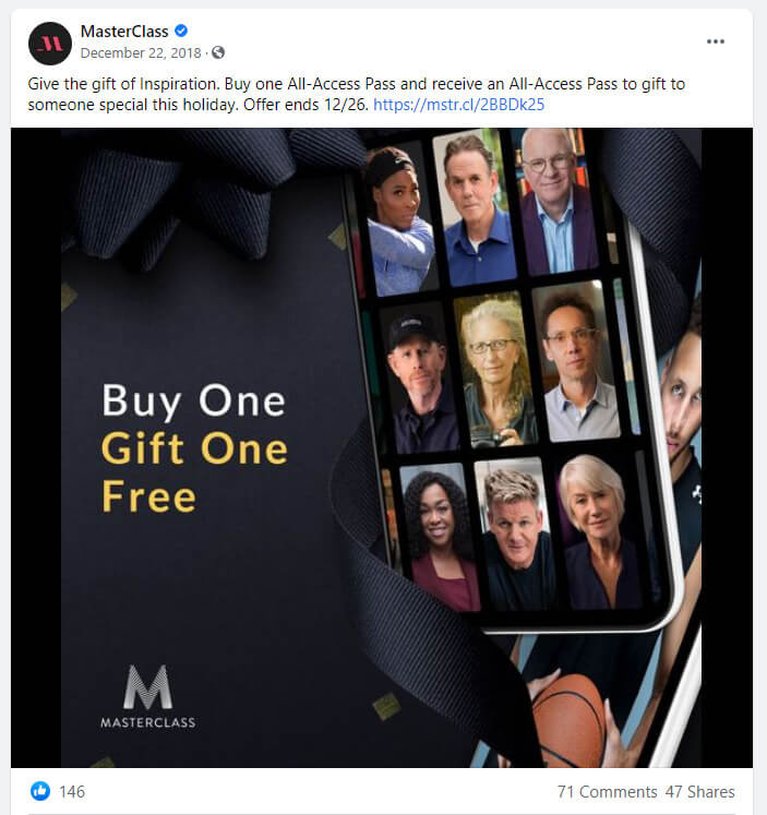 Contoh postingan sponsor kelas master