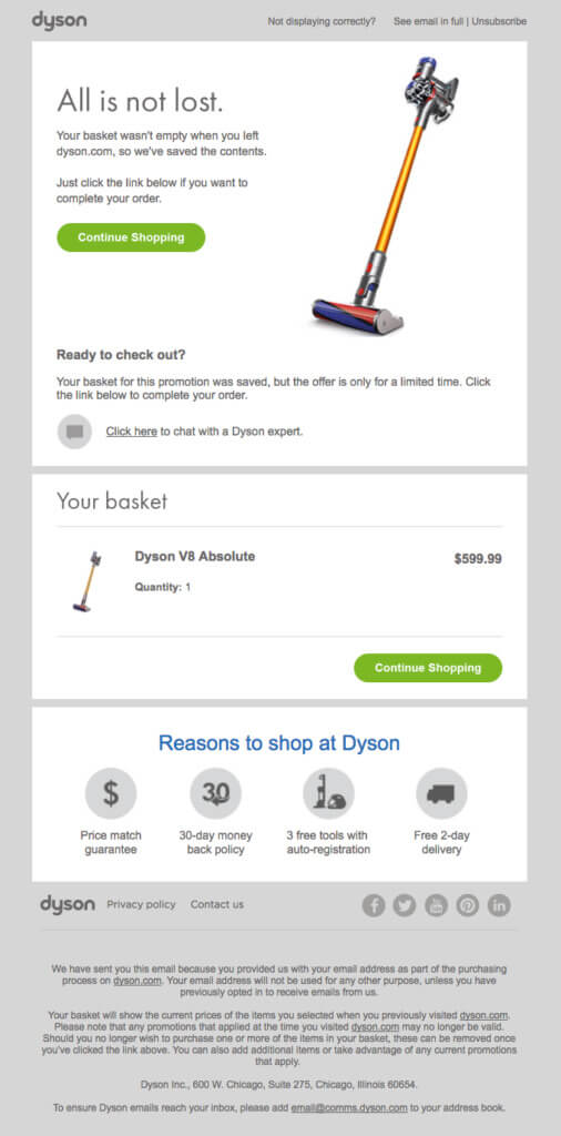 Contoh email Dyson